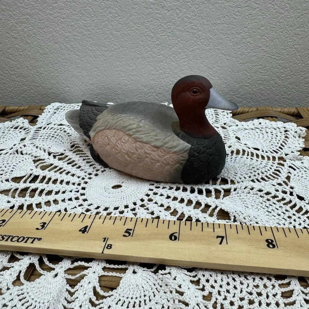Ceramic Painted Duck Figurine, Signed, Brown/Gray/Black